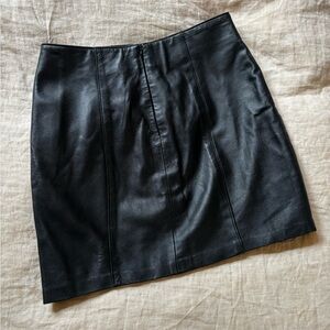 Classic Black Lamb Skin Leather Mini Skirt